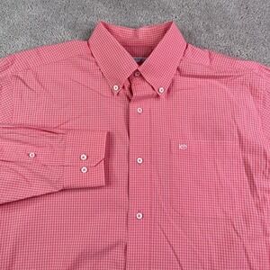 Southern Tide Shirt Mens Medium Pink Checkered Stretch Cotton Button Up Coastal
